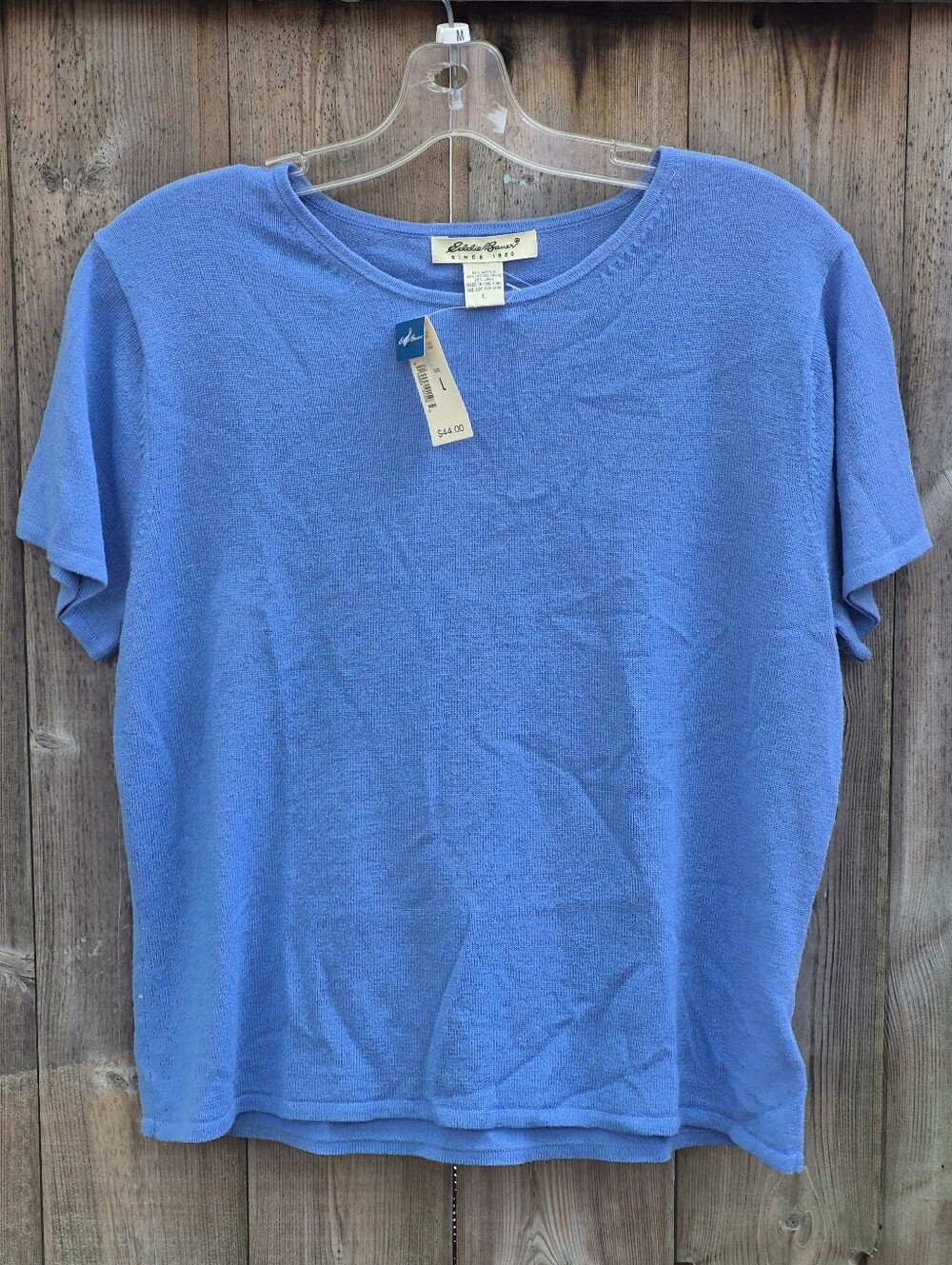 Eddie Bauer Size Large  Light Blue Knit Sweater Top Vintage With Original Tags